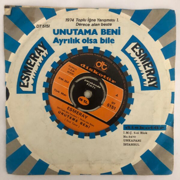 Esmeray Unutama beni 45lik plak - Görsel 2