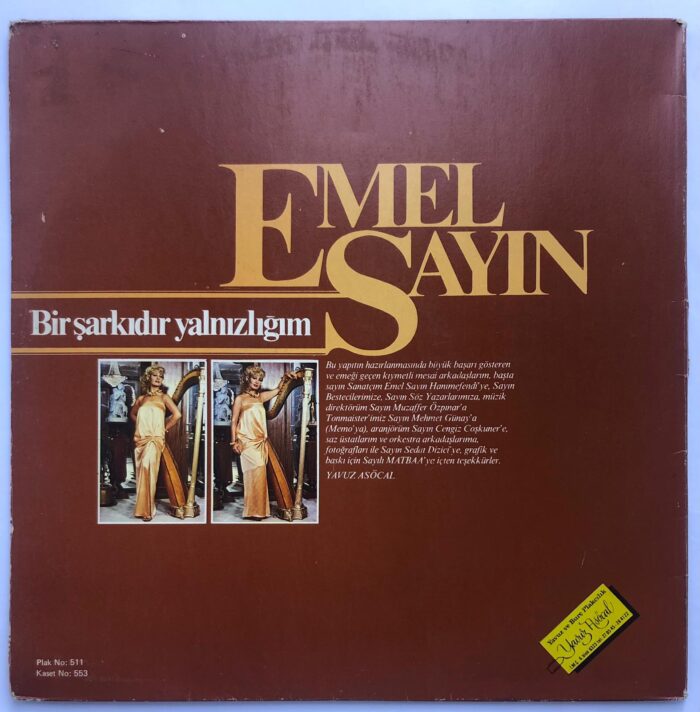 Emel Sayın – Bir Şarkıdır Yalnızlığım Lp Dönem Baskı - Görsel 4