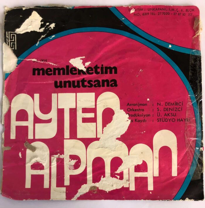 Ayten Alpman – Memleketim / Unutsana Plak sadece kapak - Görsel 2