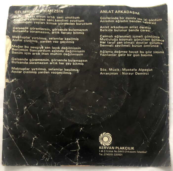 Selçuk Ural - Gelsen de göremezsin / Anlat arkadaşım 45'lik plak - Görsel 3