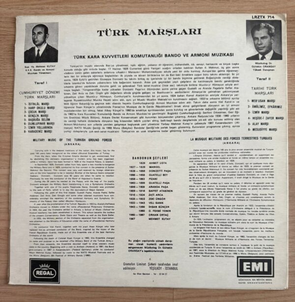 Türk Kara Kuvvetleri Komutanlığı Bando ve Armoni Muzıkası Türk Marşları Plak - Görsel 2