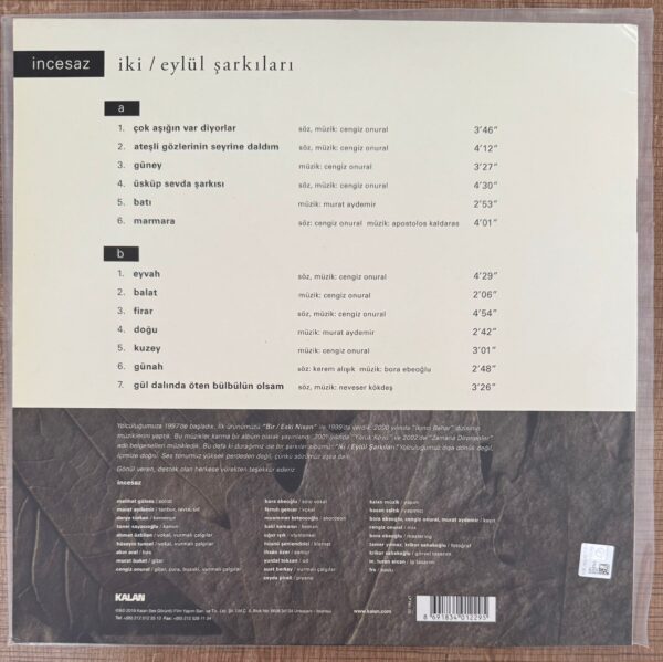 incesaz iki eylül Şarkıları Lp Plak